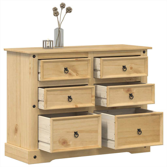 vidaXL Chest of Drawers "Corona" 112x48x91 cm Solid Wood Pine 1