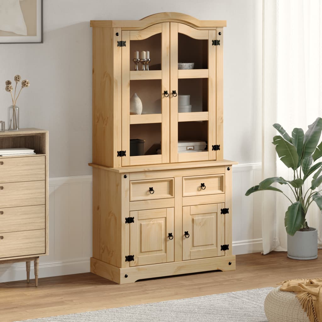 vidaXL Glass Display Cabinet "Corona" 100x48,5x179 cm Solid Wood Pine 3