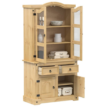 vidaXL Glass Display Cabinet "Corona" 100x48,5x179 cm Solid Wood Pine 1