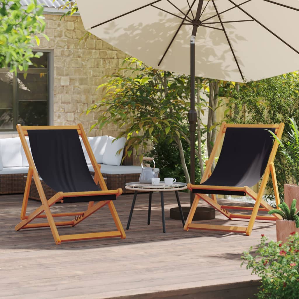 Folding Chairs Fabric without Armrest Black 2