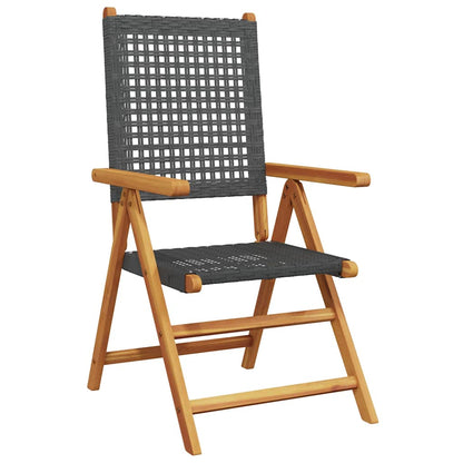 vidaXL Reclining Folding Chairs 6 pcs Black Poly Rattan and Solid Wood 3