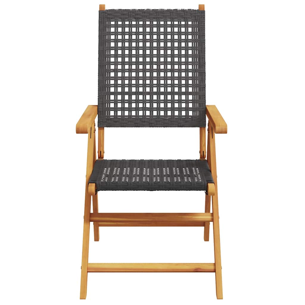 vidaXL Reclining Folding Chairs 6 pcs Black Poly Rattan and Solid Wood 4