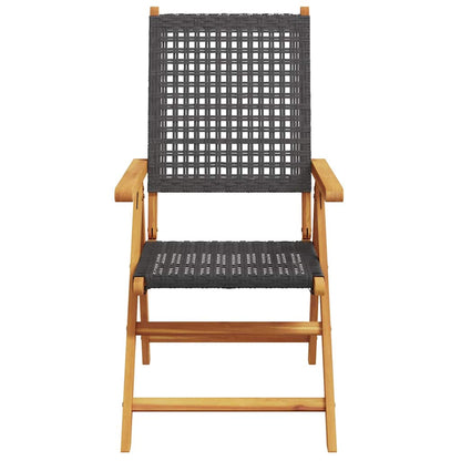 vidaXL Reclining Folding Chairs 6 pcs Black Poly Rattan and Solid Wood 4