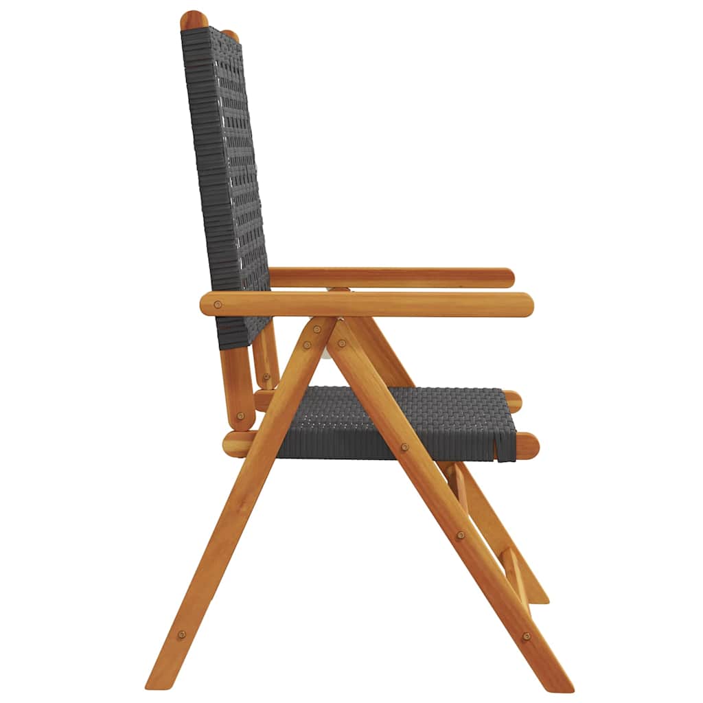 vidaXL Reclining Folding Chairs 6 pcs Black Poly Rattan and Solid Wood 6