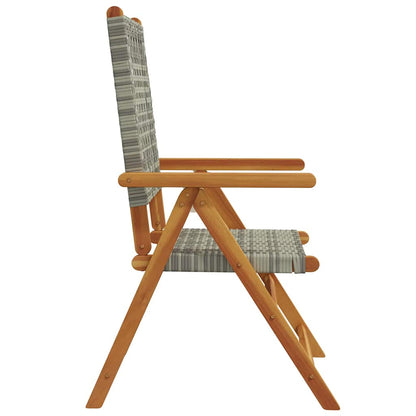 vidaXL Reclining Folding Chairs 4 pcs Grey Poly Rattan and Solid Wood 5