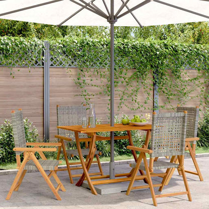 vidaXL Reclining Folding Chairs 4 pcs Grey Poly Rattan and Solid Wood 1