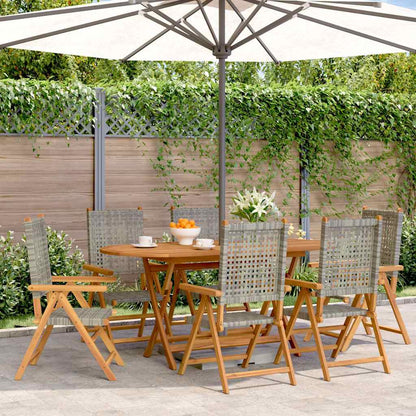 vidaXL Reclining Folding Chairs Poly Rattan and Solid Wood