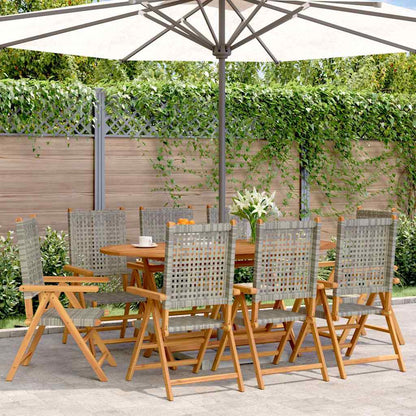 vidaXL Reclining Folding Chairs Poly Rattan and Solid Wood