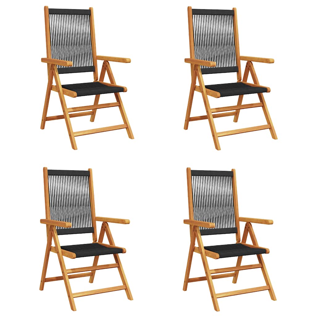 vidaXL Reclining Folding Chairs 4 pcs Black Solid Wood Acacia 2