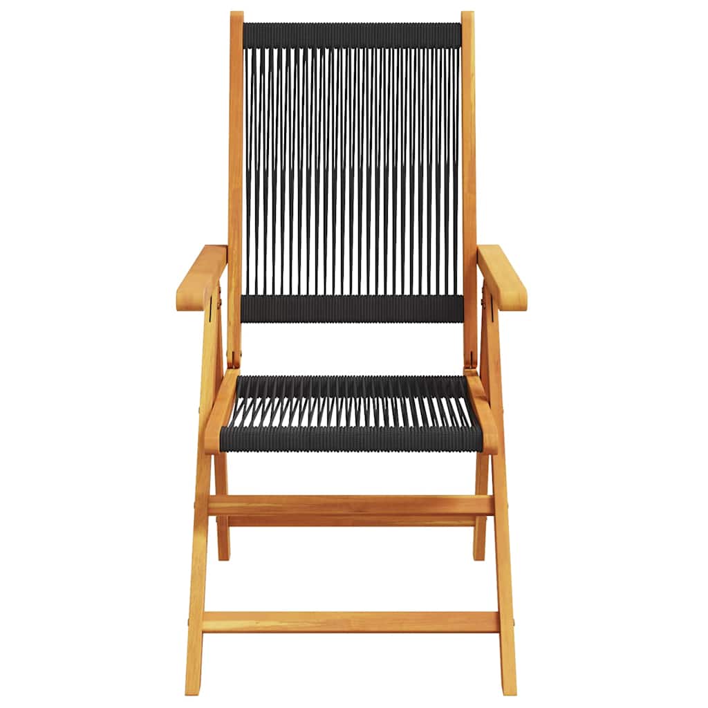 vidaXL Reclining Folding Chairs 4 pcs Black Solid Wood Acacia 4
