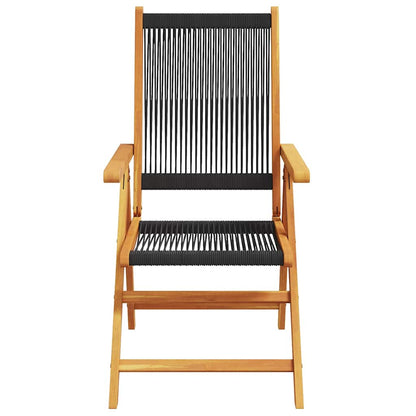 vidaXL Reclining Folding Chairs 4 pcs Black Solid Wood Acacia 4
