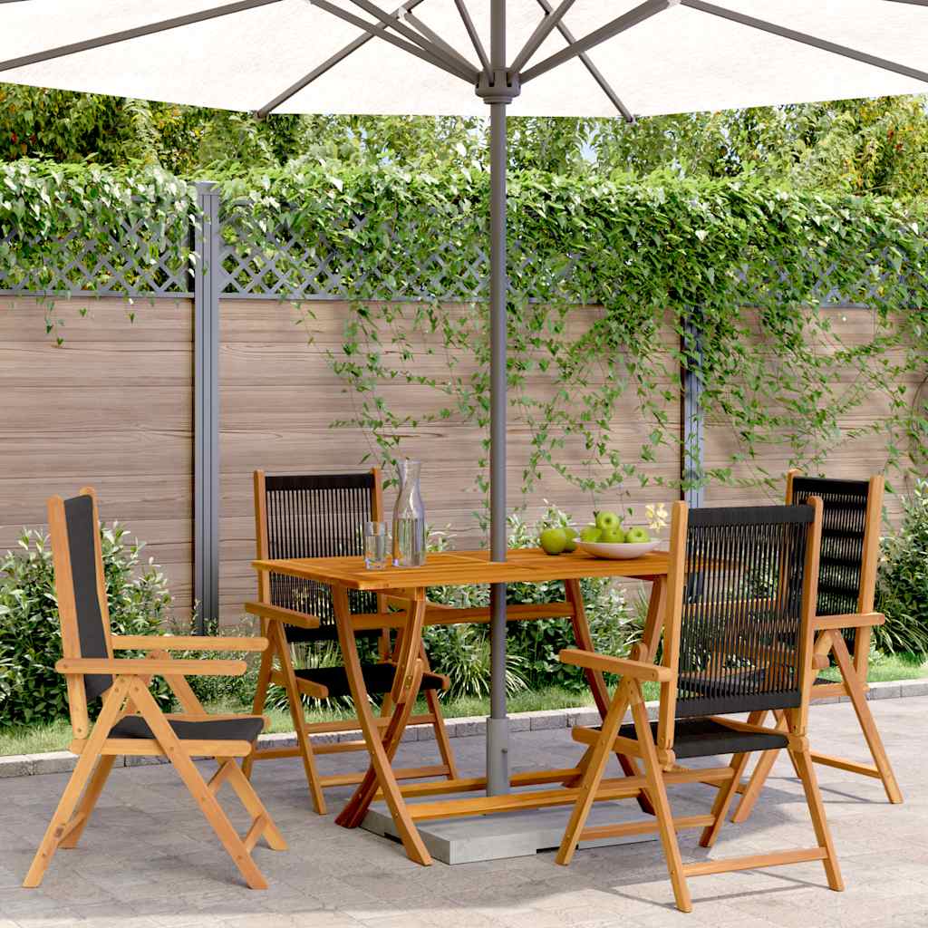 vidaXL Reclining Folding Chairs 4 pcs Black Solid Wood Acacia 1