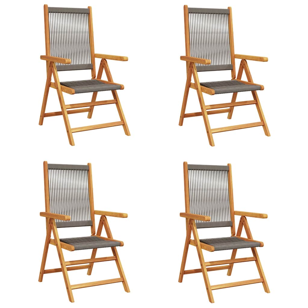 vidaXL Reclining Folding Chairs 4 pcs Grey Solid Wood Acacia 2