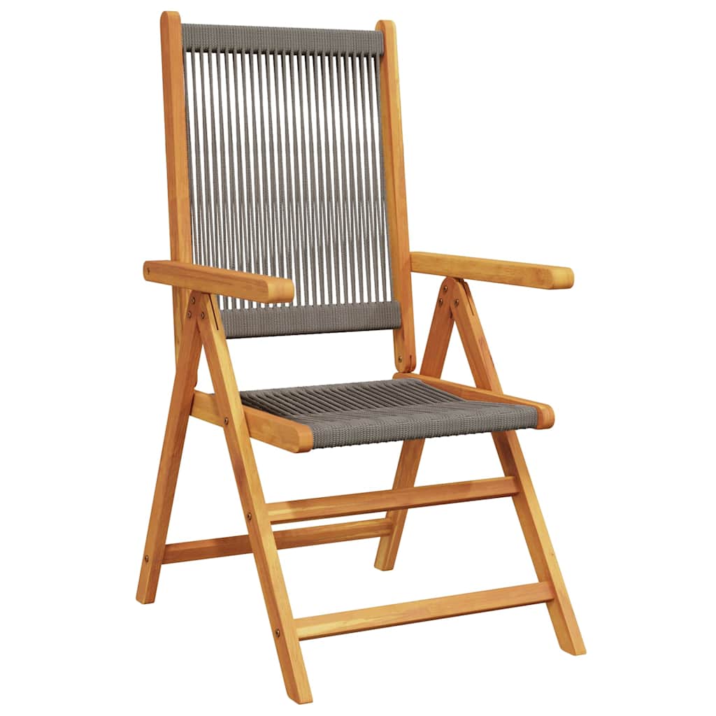 vidaXL Reclining Folding Chairs 4 pcs Grey Solid Wood Acacia 3