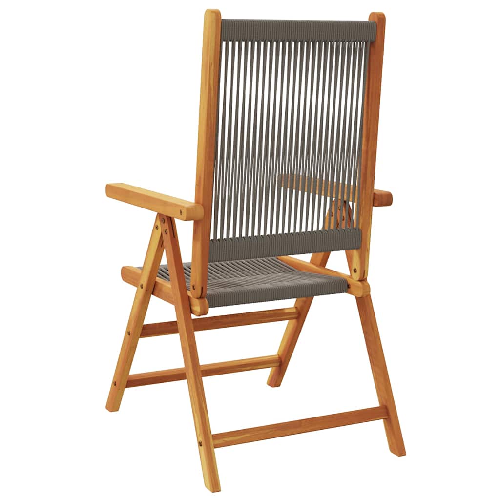 vidaXL Reclining Folding Chairs 4 pcs Grey Solid Wood Acacia 6