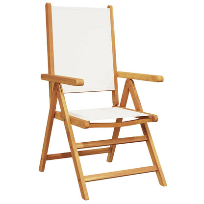 Reclining Folding Chairs Fabric and Solid Wood 4 Cream