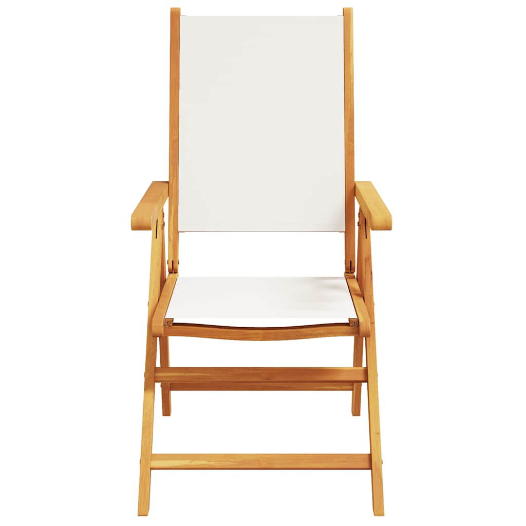 vidaXL Reclining Folding Chairs 4 pcs Cream White Fabric and Solid Wood 4