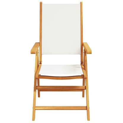 vidaXL Reclining Folding Chairs 4 pcs Cream White Fabric and Solid Wood 4