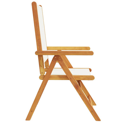 vidaXL Reclining Folding Chairs 4 pcs Cream White Fabric and Solid Wood 5
