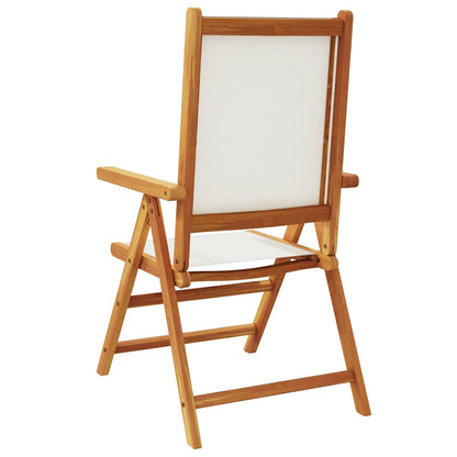 vidaXL Reclining Folding Chairs 4 pcs Cream White Fabric and Solid Wood 6