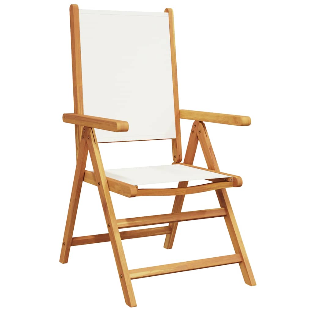 Reclining Folding Chairs Fabric and Solid Wood 8 pcs Cream
