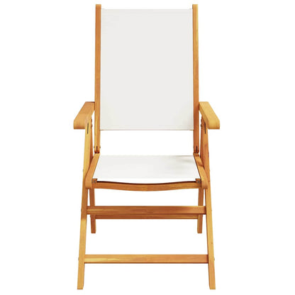 Reclining Folding Chairs Fabric and Solid Wood 8 pcs Cream