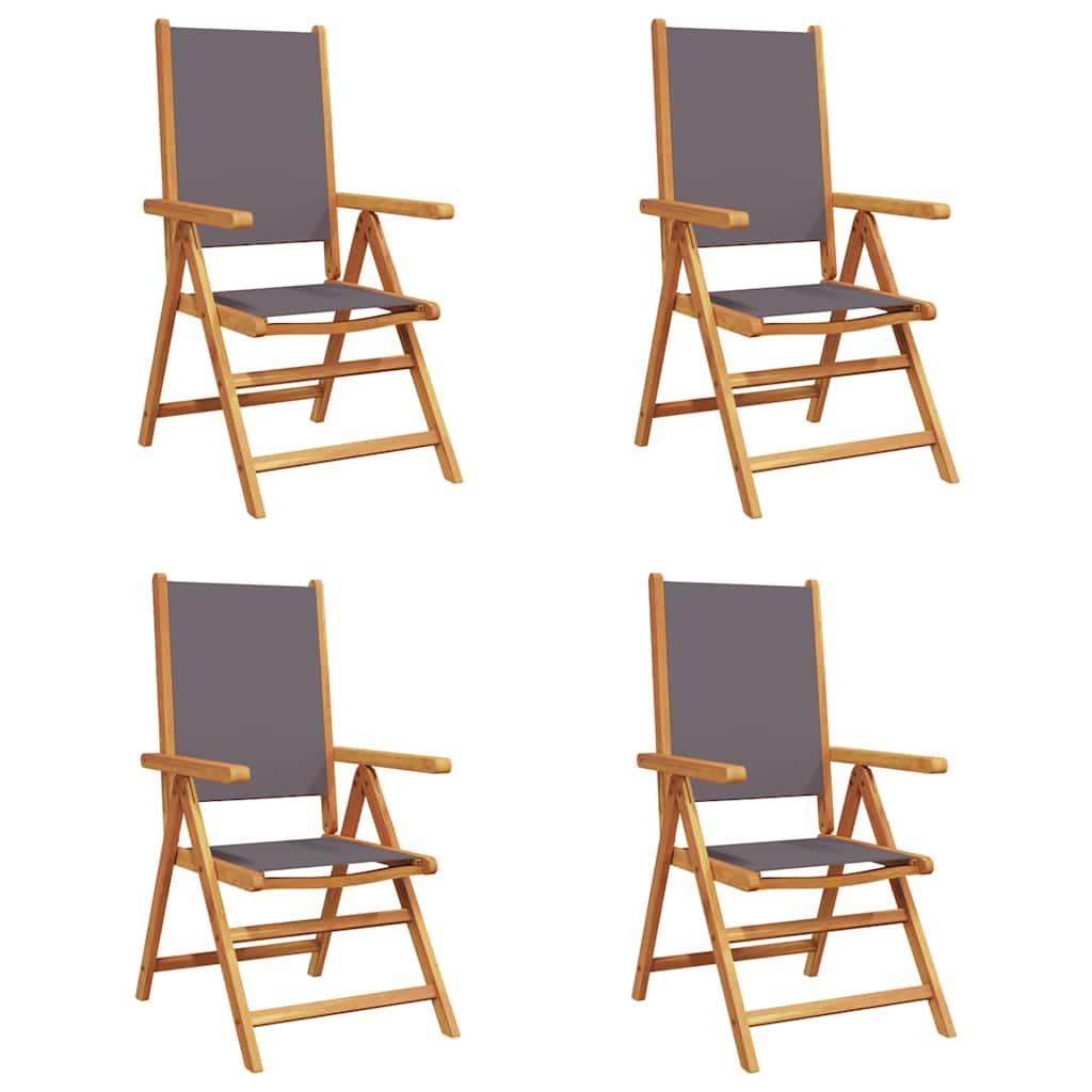 vidaXL Reclining Folding Chairs 4 pcs Anthracite Fabric and Solid Wood 2