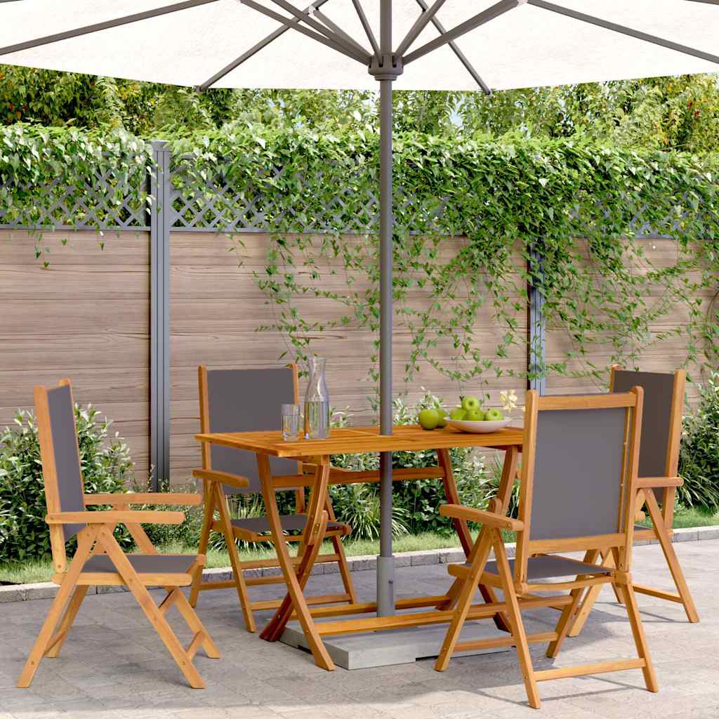 vidaXL Reclining Folding Chairs 4 pcs Anthracite Fabric and Solid Wood 1