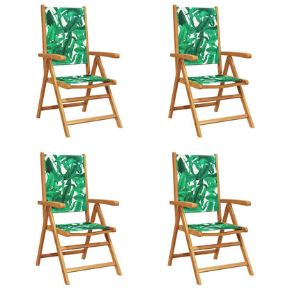 vidaXL Reclining Folding Chairs 4 pcs Green Fabric and Solid Wood 2