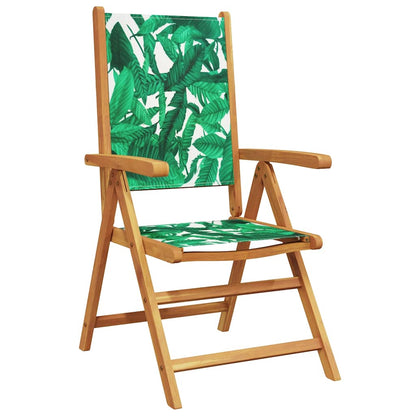 vidaXL Reclining Folding Chairs 4 pcs Green Fabric and Solid Wood 3