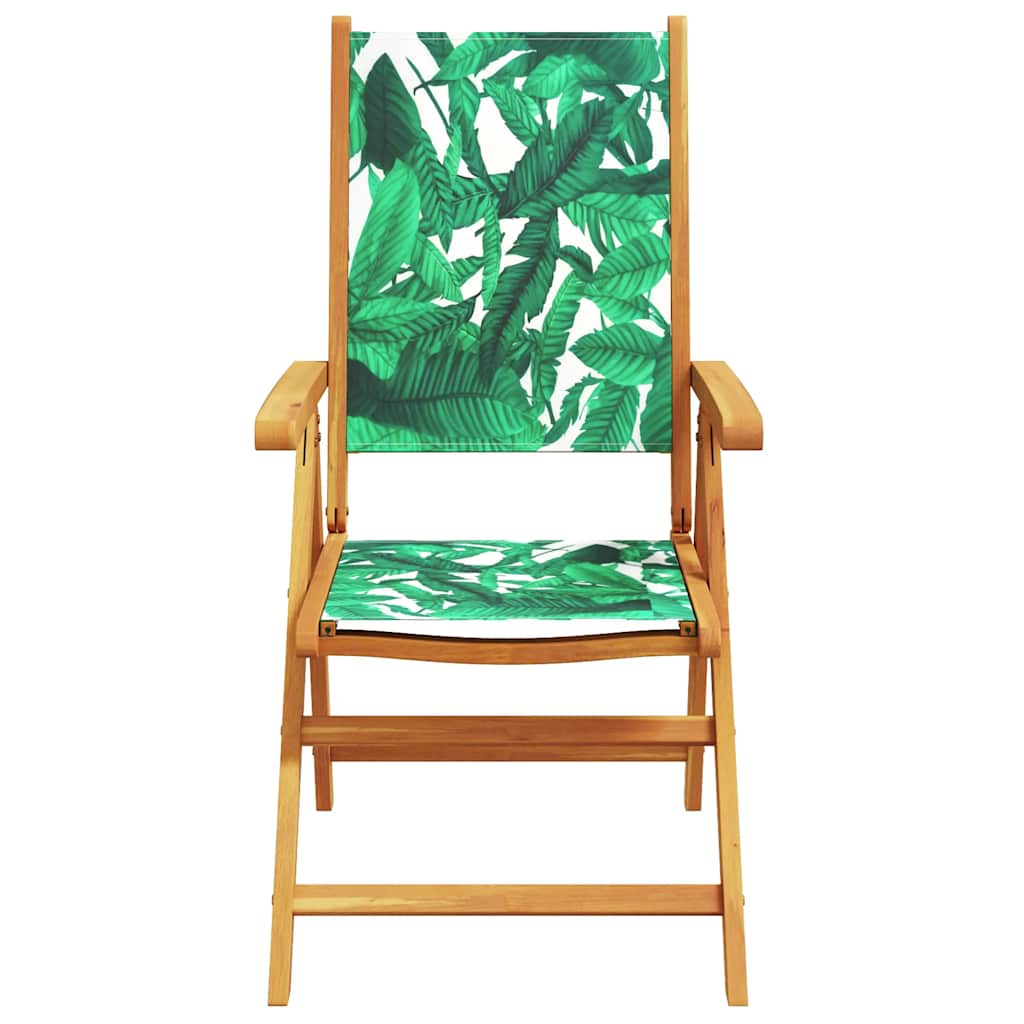 vidaXL Reclining Folding Chairs 4 pcs Green Fabric and Solid Wood 4