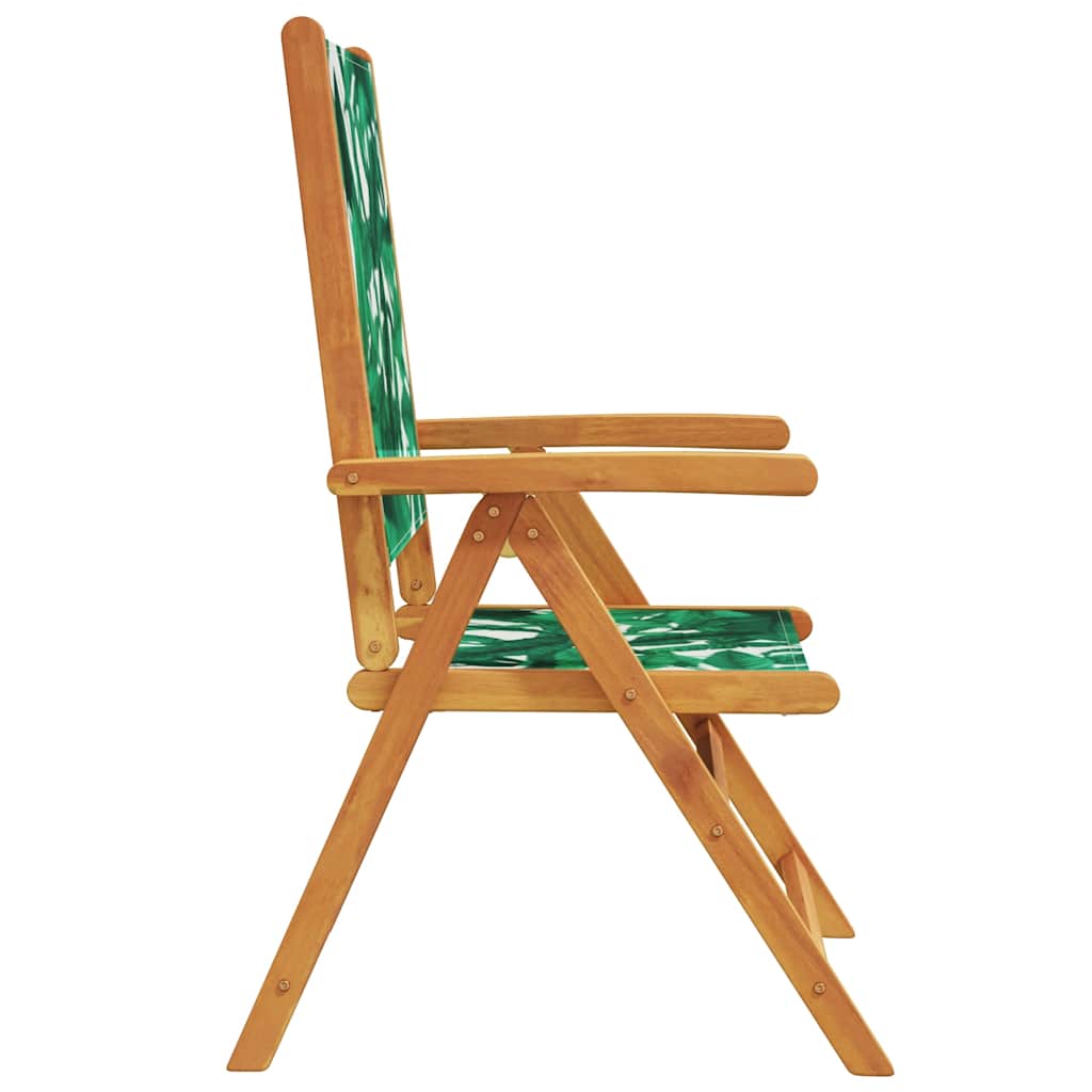 vidaXL Reclining Folding Chairs 4 pcs Green Fabric and Solid Wood 5