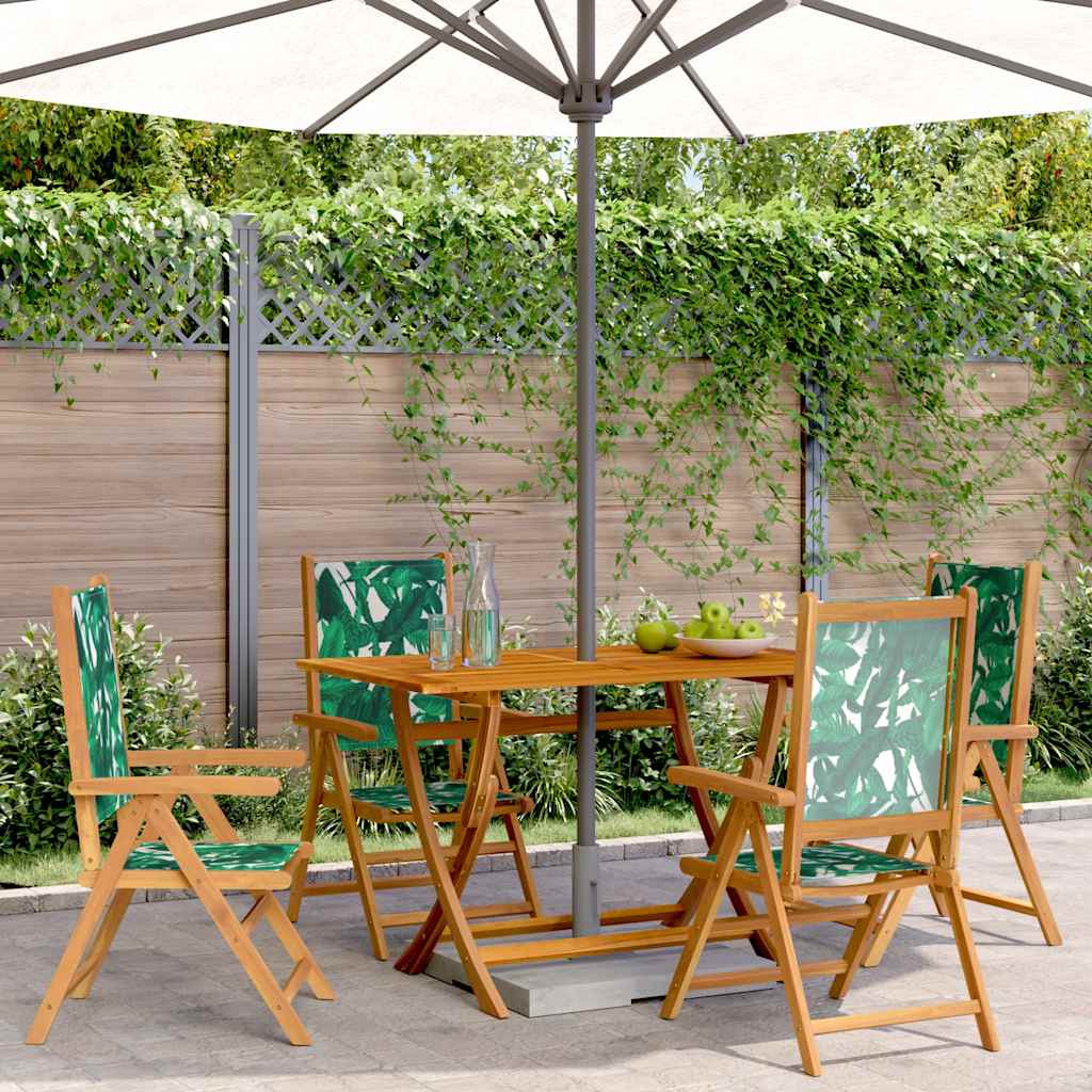 vidaXL Reclining Folding Chairs 4 pcs Green Fabric and Solid Wood 1