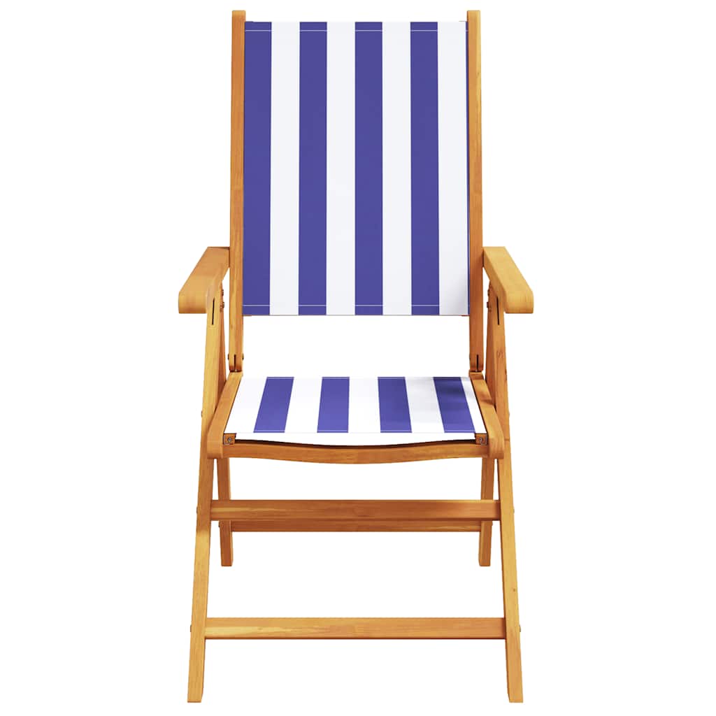 vidaXL Reclining Folding Chairs 4 pcs Blue and White Fabric and Solid Wood 4
