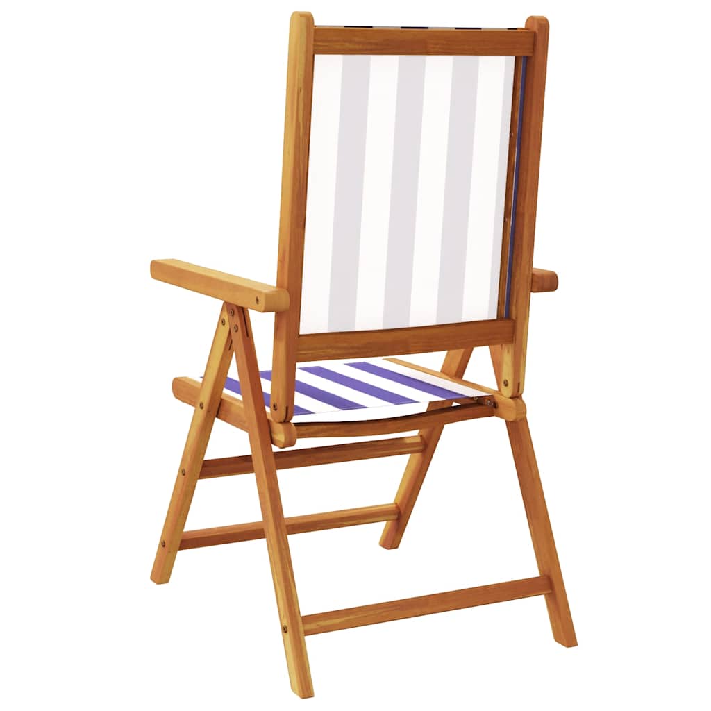 vidaXL Reclining Folding Chairs 4 pcs Blue and White Fabric and Solid Wood 6
