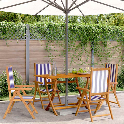 vidaXL Reclining Folding Chairs 4 pcs Blue and White Fabric and Solid Wood 1