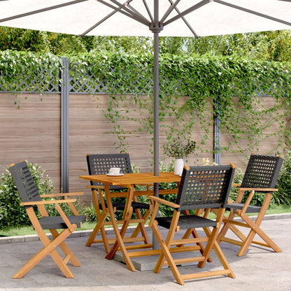 vidaXL Folding Chairs Poly Rattan and Solid Wood