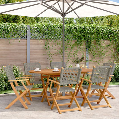 vidaXL Folding Chairs 6 pcs Grey Poly Rattan and Solid Wood 1
