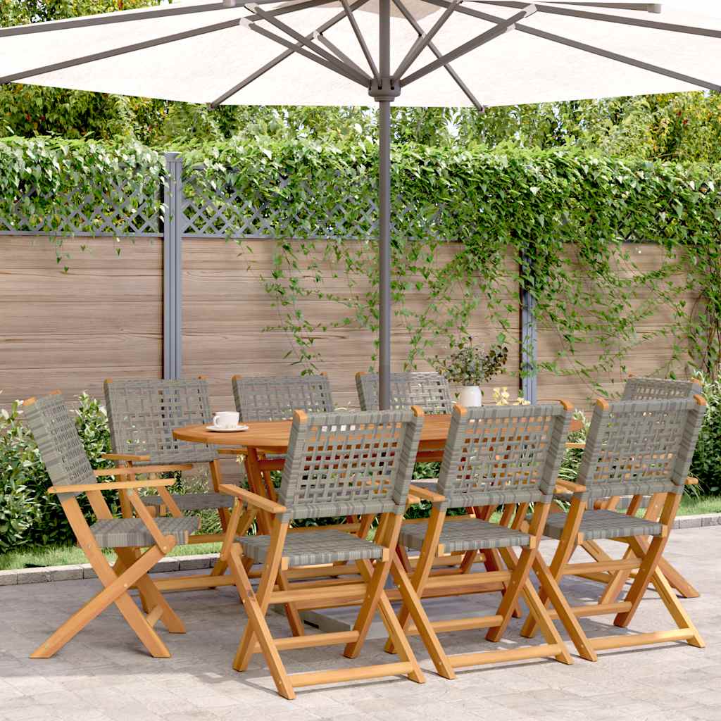 vidaXL Folding Chairs Poly Rattan and Solid Wood