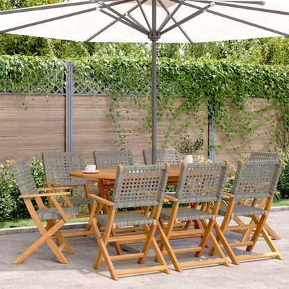 vidaXL Folding Chairs Poly Rattan and Solid Wood