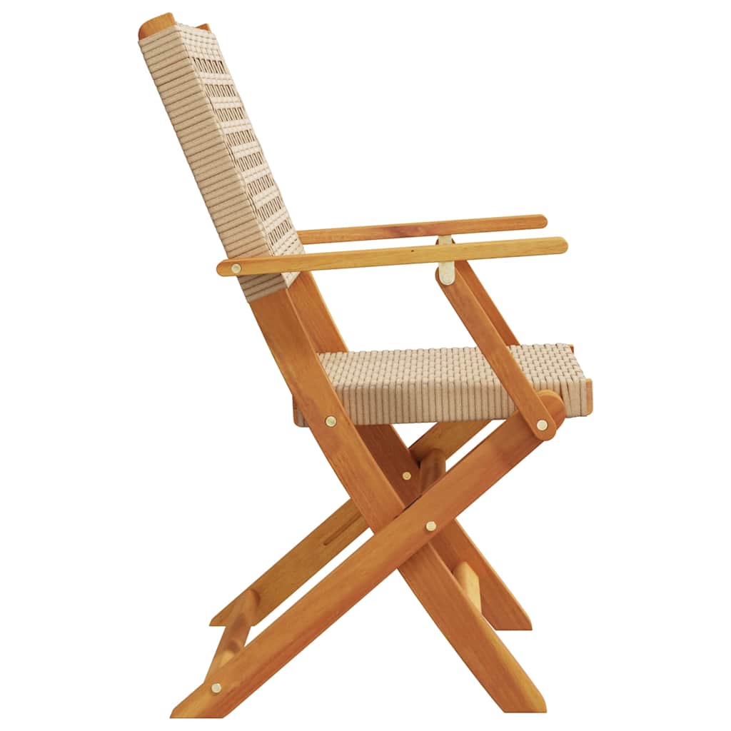 vidaXL Folding Chairs 4 pcs Beige Poly Rattan and Solid Wood 6