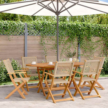 vidaXL Folding Chairs Poly Rattan and Solid Wood