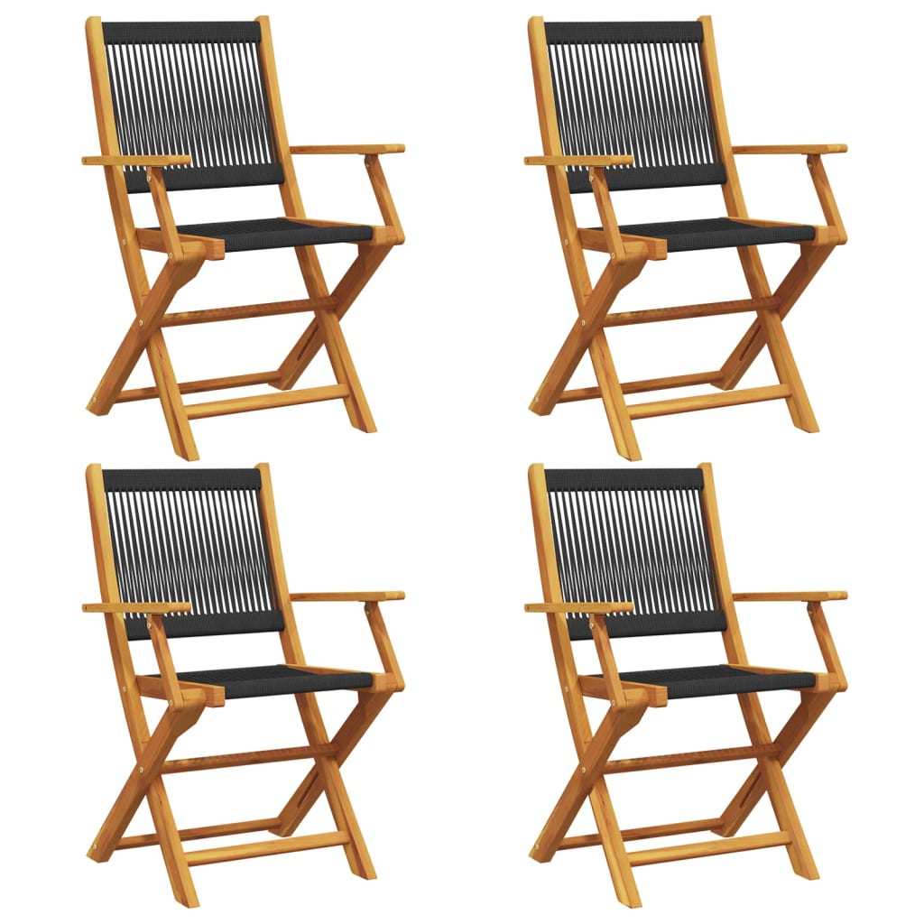 vidaXL Folding Chairs 4 pcs Black Solid Wood Acacia 2