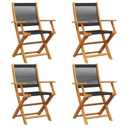 vidaXL Folding Chairs 4 pcs Black Solid Wood Acacia 2