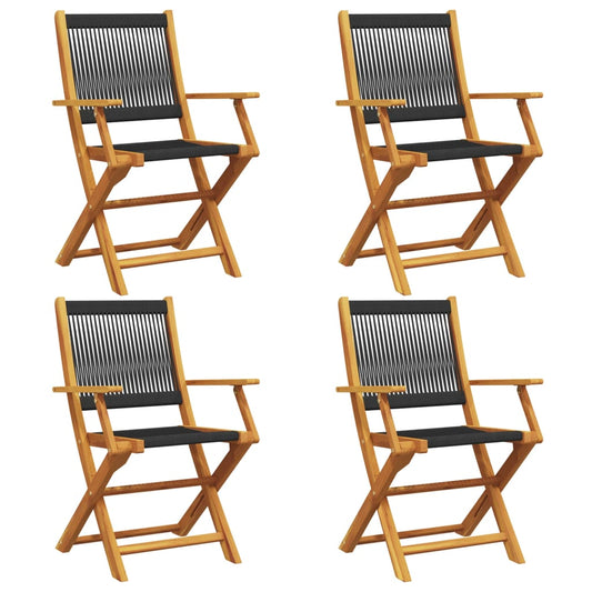 vidaXL Folding Chairs 4 pcs Black Solid Wood Acacia 2