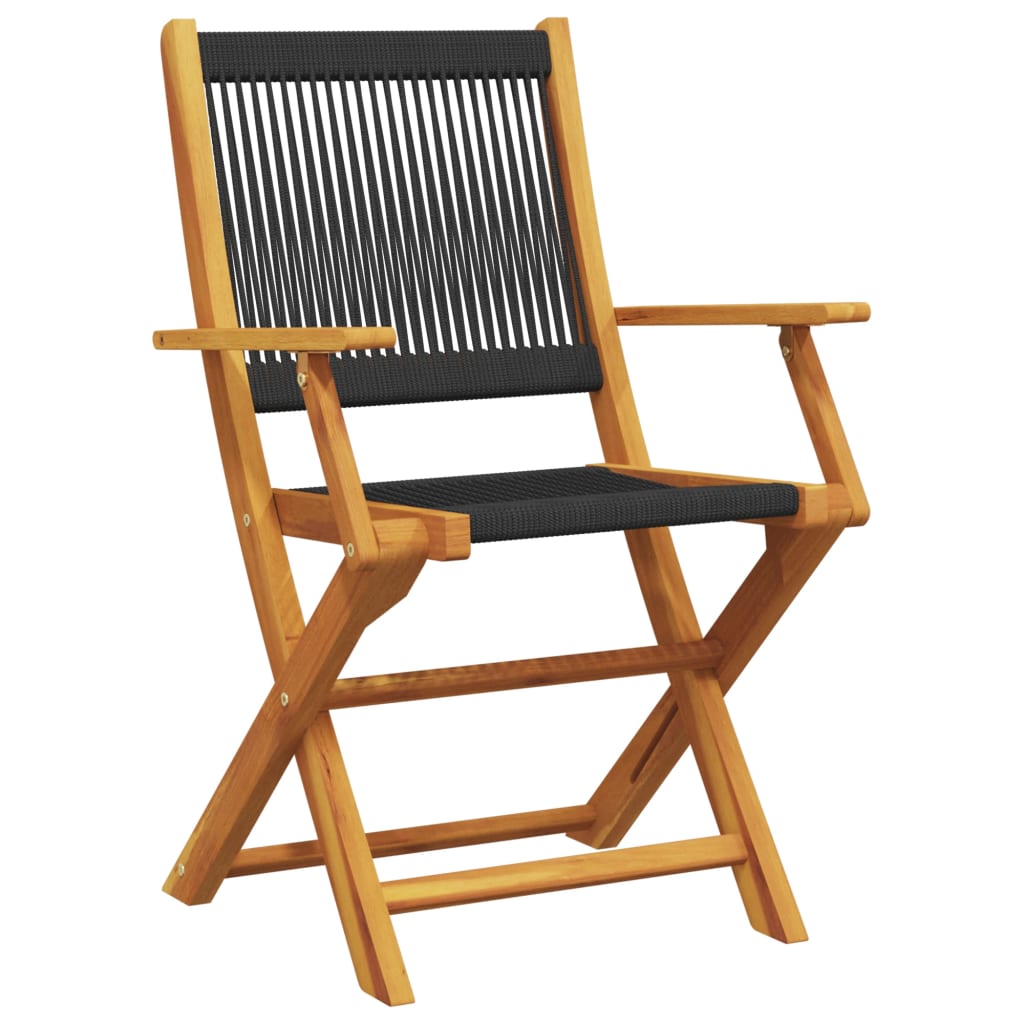 vidaXL Folding Chairs 4 pcs Black Solid Wood Acacia 3