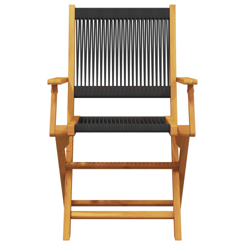 vidaXL Folding Chairs 4 pcs Black Solid Wood Acacia 4