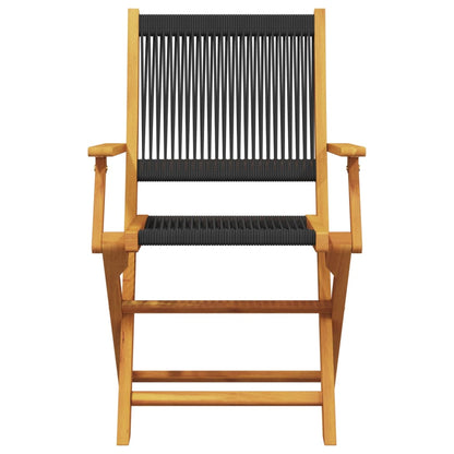 vidaXL Folding Chairs 4 pcs Black Solid Wood Acacia 4