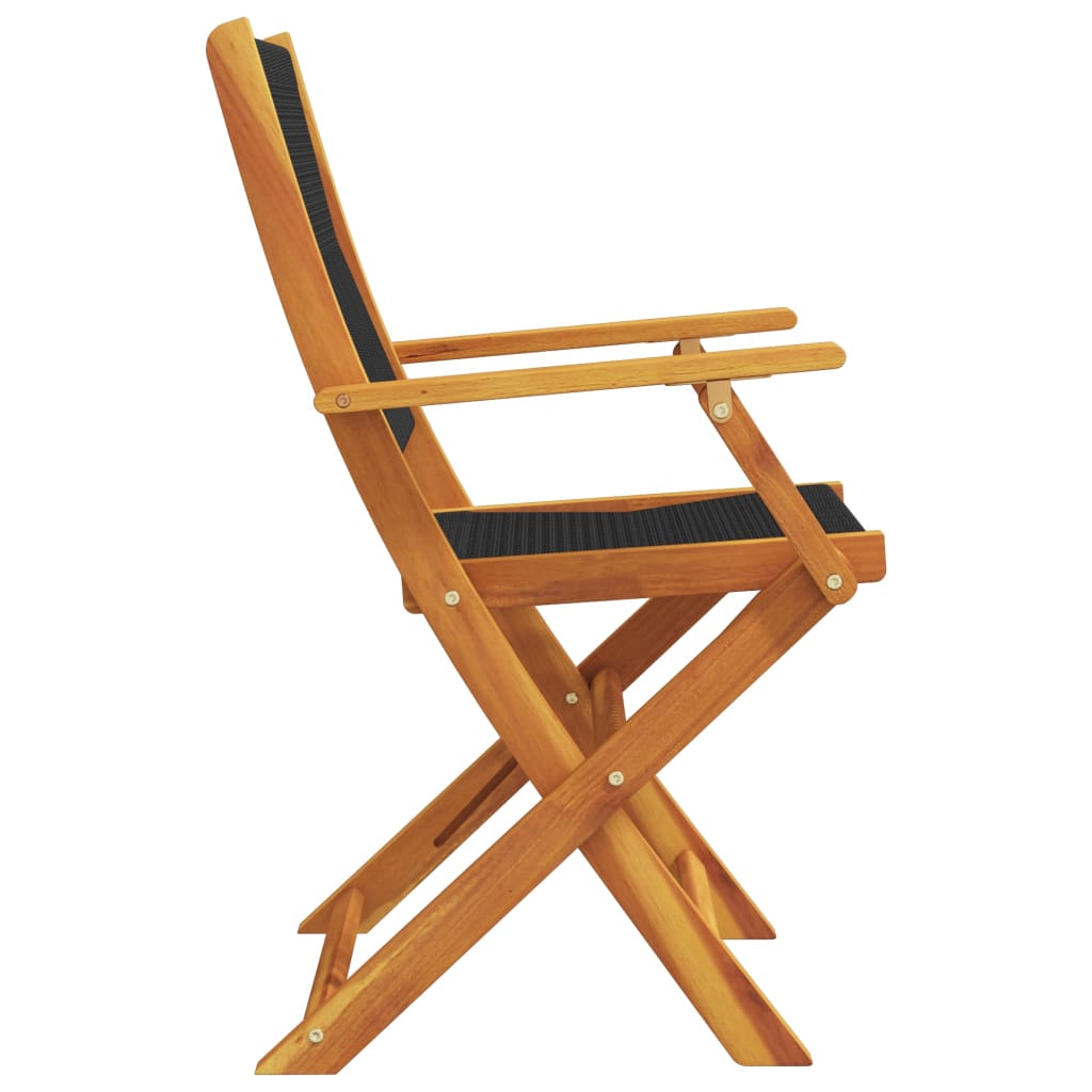vidaXL Folding Chairs 4 pcs Black Solid Wood Acacia 5