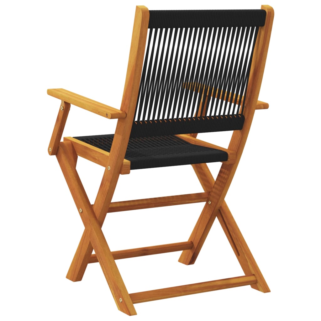 vidaXL Folding Chairs 4 pcs Black Solid Wood Acacia 6